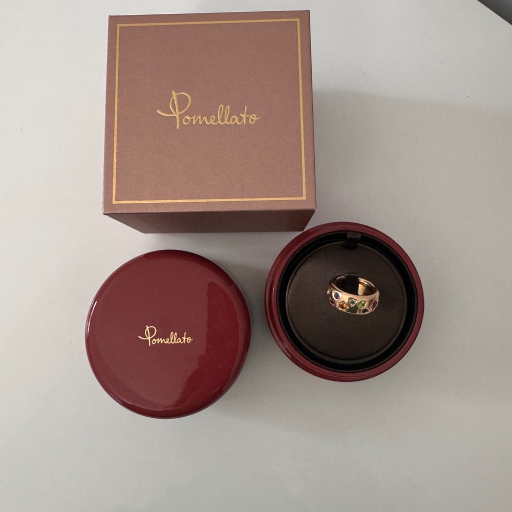 Pomellato Gold Ring with Green Details